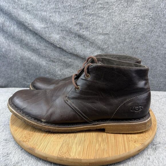 UGG Shoes Mens Size 10.5 Brown Leather Chukka Casual Sneakers Lace Up 3275 main image 10